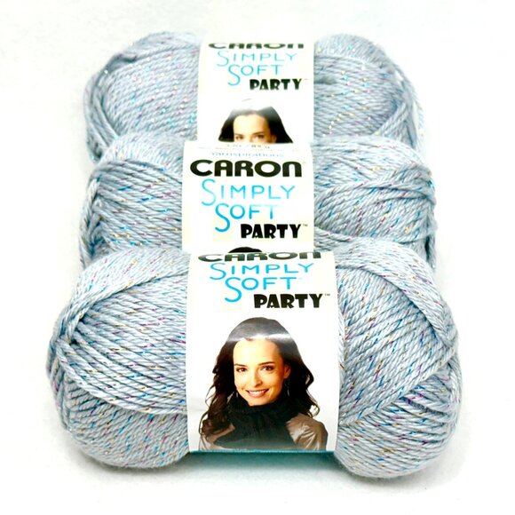 Rare Caron Simply Soft Party - Silver Multicolor Sparkle Acrylic Yarn - New - Picture 1 of 5